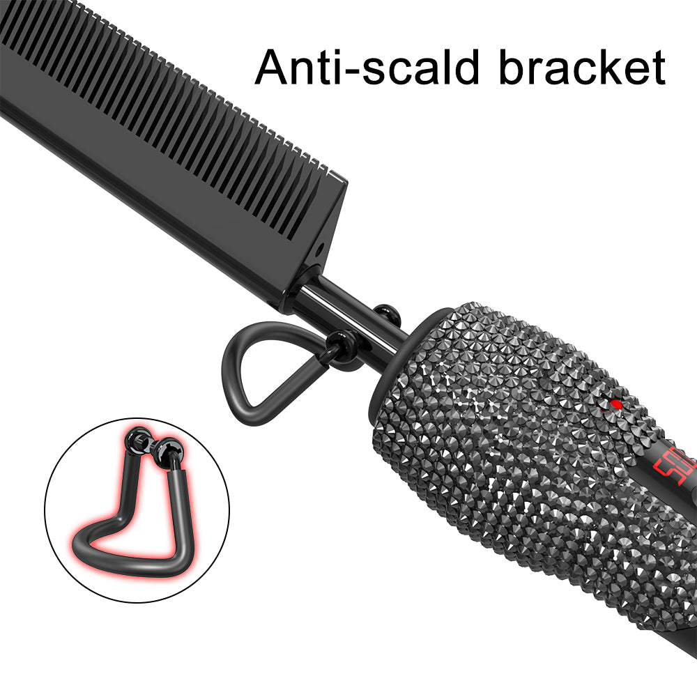 180℉-500℉ bling bling diamond electric Hot Comb Champaign Gold
