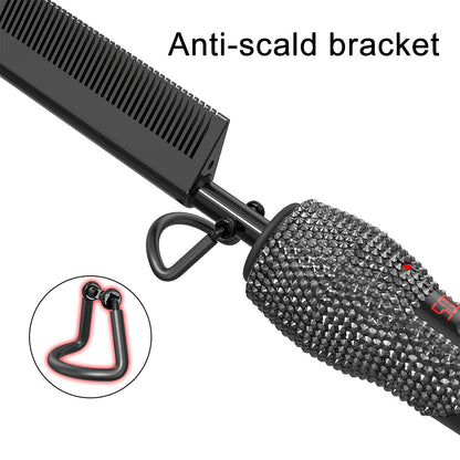 180℉-500℉ bling bling diamond electric Hot Comb Champaign Gold