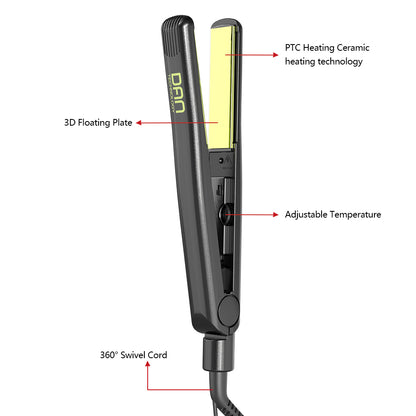 DAN Technology 1 inch Ceramic Flat Iron, 500 degree Hair Straightener for Thick Hair , Fast Heating, Dual Voltage, Gold