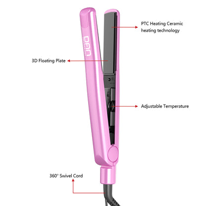 DAN Technology 1 inch Ceramic Flat Iron, 500 degree Hair Straightener for Thick Hair , Fast Heating, Dual Voltage, Pink