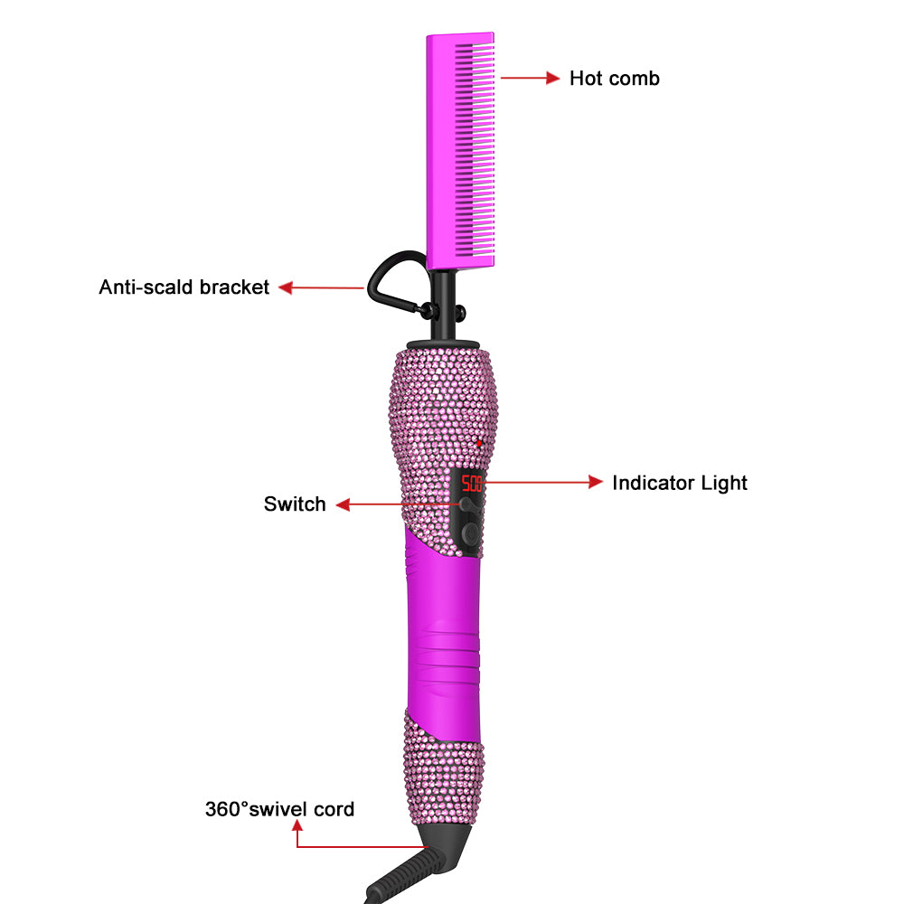180℉-500℉ bling bling diamond electric Hot Comb