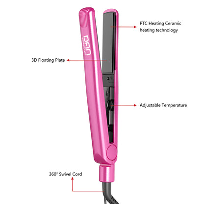 DAN Technology 1 inch Ceramic Flat Iron, 500 degree Hair Straightener for Thick Hair , Fast Heating, Dual Voltage, Red