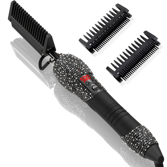 180℉-500℉ bling bling diamond electric Hot Comb Black