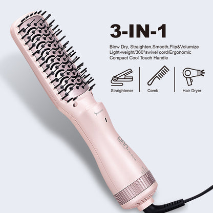 3 in 1 Ionic Hair Dryer Brush,2 inch Lightweight Hot Air Brush pink