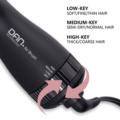 3 in 1 Ionic Hair Dryer Brush,2 inch Lightweight Hot Air Brush black