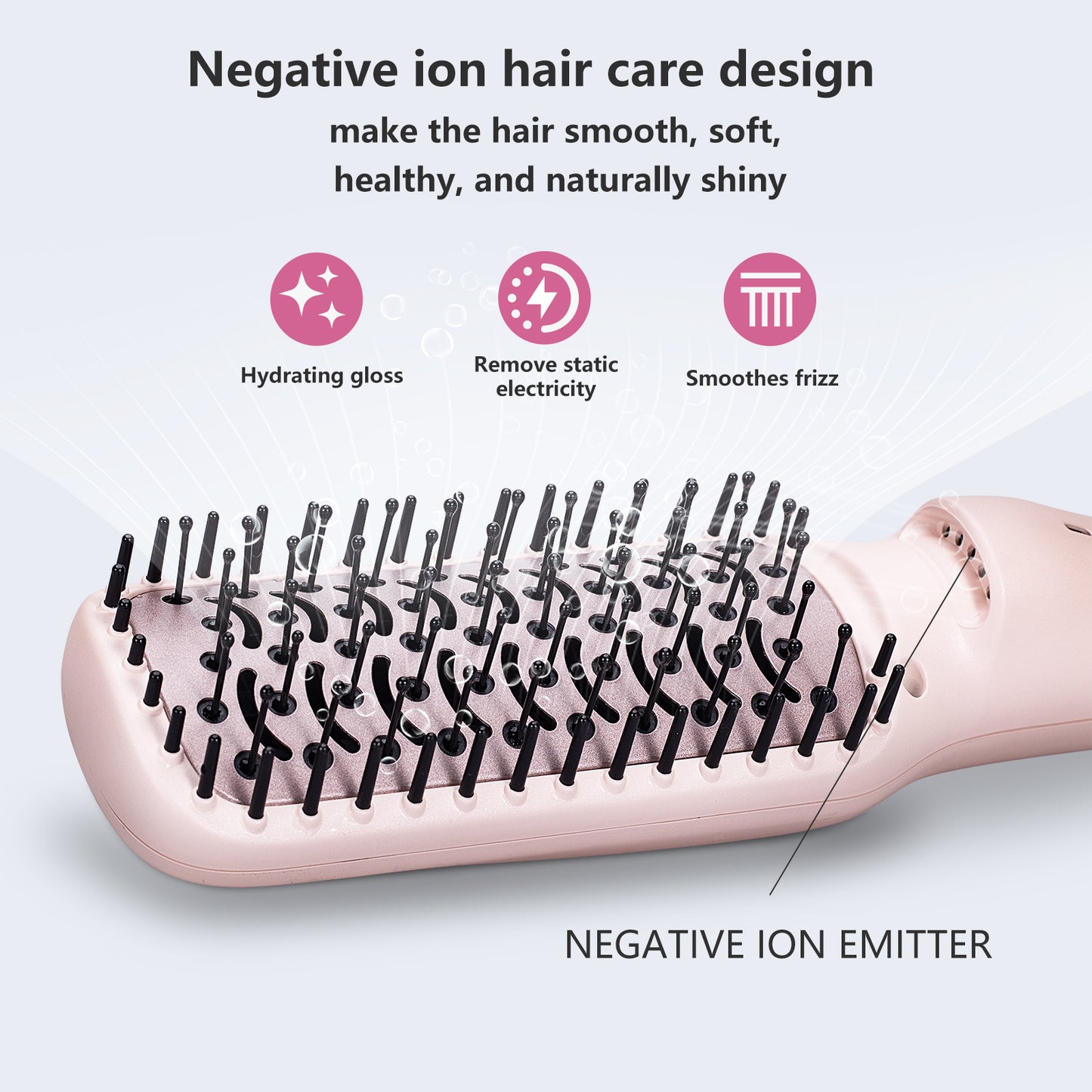 3 in 1 Ionic Hair Dryer Brush,2 inch Lightweight Hot Air Brush pink