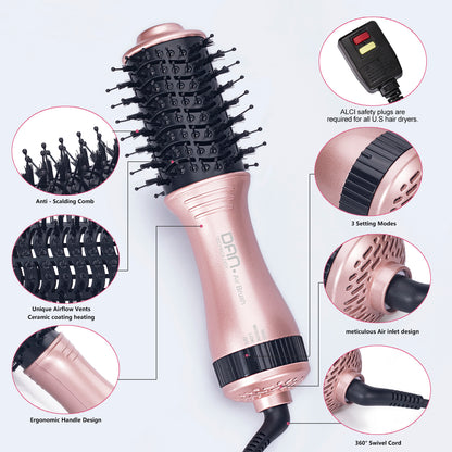 4 in 1 one Step hot air Brush Blow Dryer & Styler,2 inch Lightweight Hair Dryer Brush black