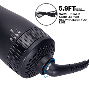 3 in 1 Ionic Hair Dryer Brush,2 inch Lightweight Hot Air Brush black