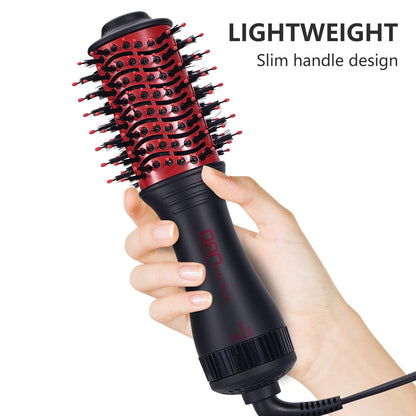 4 in 1 one Step hot air Brush Blow Dryer & Styler,2 inch Lightweight Hair Dryer Brush Red