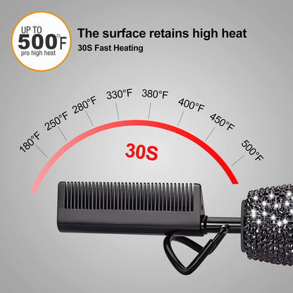 180℉-500℉ bling bling diamond electric Hot Comb Black